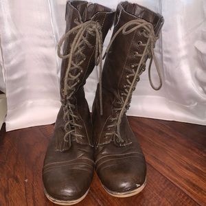 Madden Girl Gizmoo Brown Combat Boots